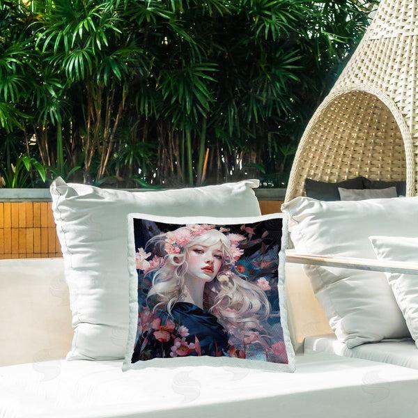 Stupell Industries RB | Pink Blooming Girl Printed Throw Pillow
