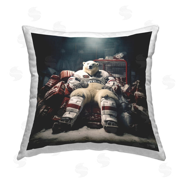 stupell industries RB | Polar Bear Hockey Player Printed Throw Pillow