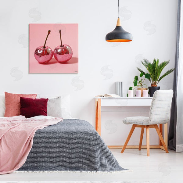 Stupell Industries RB | Reflective Cherries On Pink Wall Art