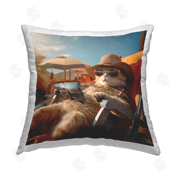 Stupell Industries RB | Relaxing Cat Lounge Chair Printed Throw Pillow