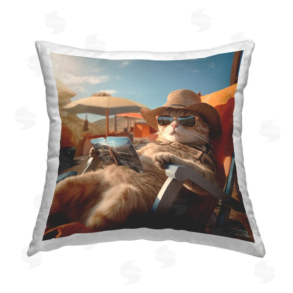 stupell industries RB | Relaxing Cat Lounge Chair Printed Throw Pillow