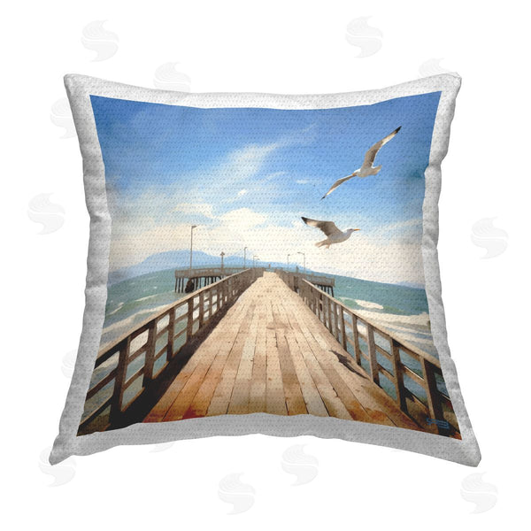 Stupell Industries RB | Sea Waves Among Dock Printed Throw Pillow
