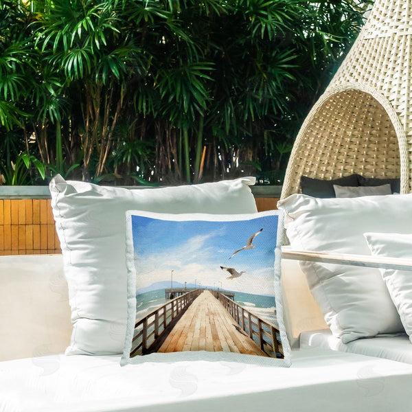 Stupell Industries RB | Sea Waves Among Dock Printed Throw Pillow