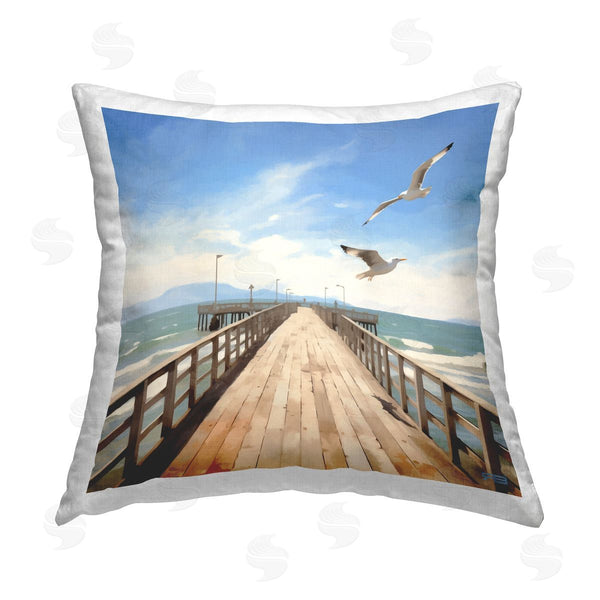 stupell industries RB | Sea Waves Among Dock Printed Throw Pillow