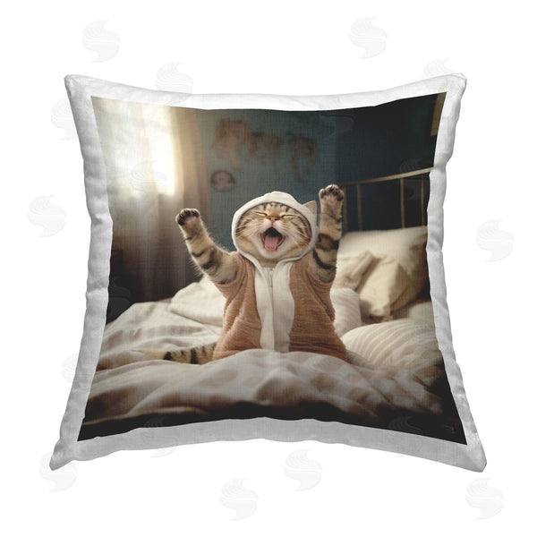 stupell industries RB | Sleepy Yawning Cat Printed Throw Pillow
