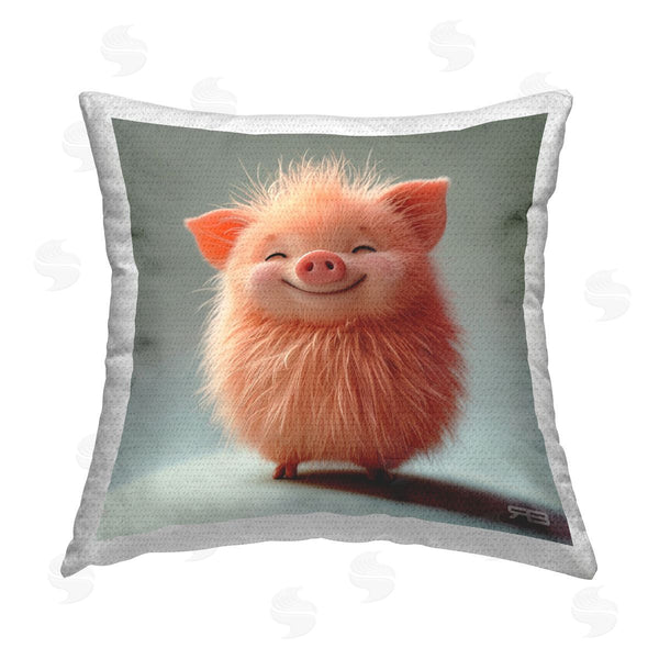 Stupell Industries RB | Smiling Fluffy Piglet Printed Throw Pillow