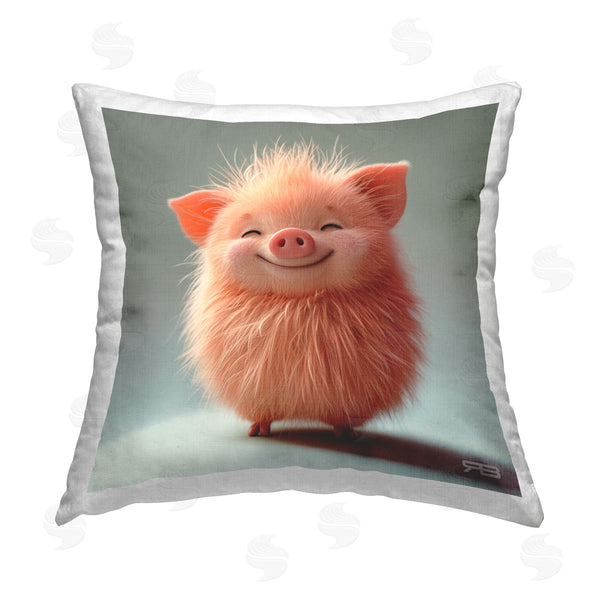 stupell industries RB | Smiling Fluffy Piglet Printed Throw Pillow
