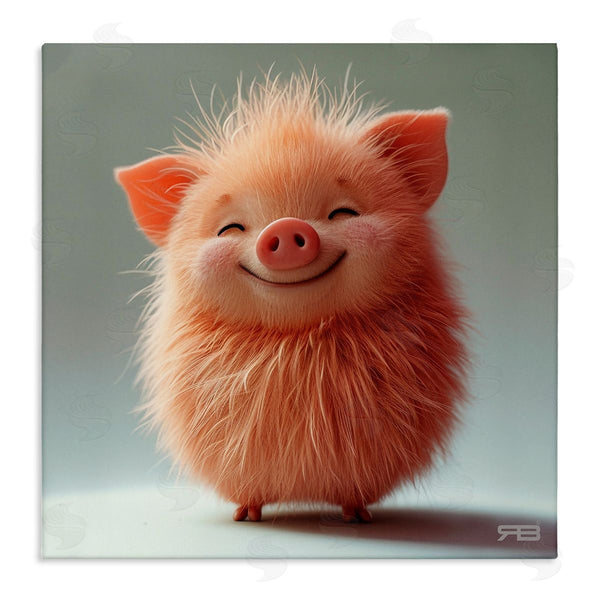 stupell industries RB | Smiling Fluffy Piglet Wall Art