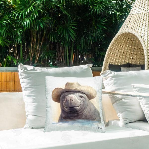 Stupell Industries RB | Smiling Manatee With Hat Printed Throw Pillow