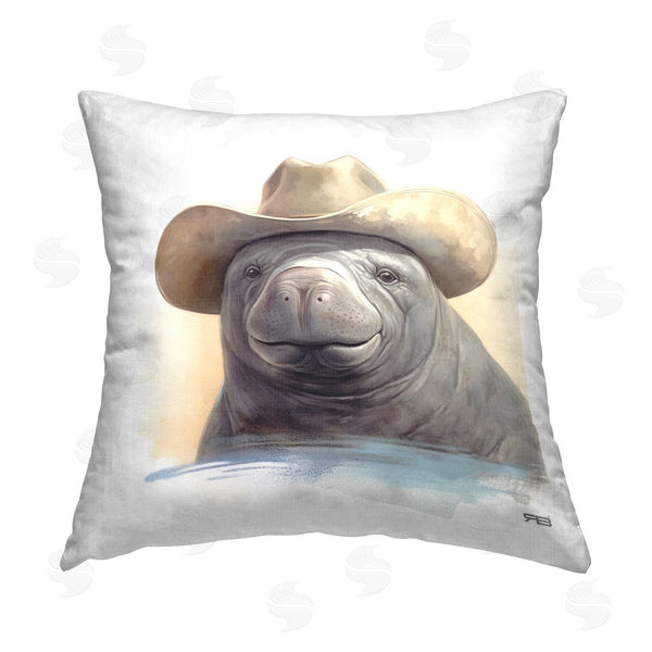 stupell industries RB | Smiling Manatee with Hat Printed Throw Pillow