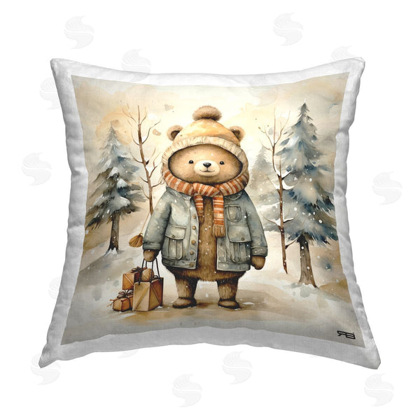 stupell industries RB | Snowy Landscape & Bear Printed Throw Pillow
