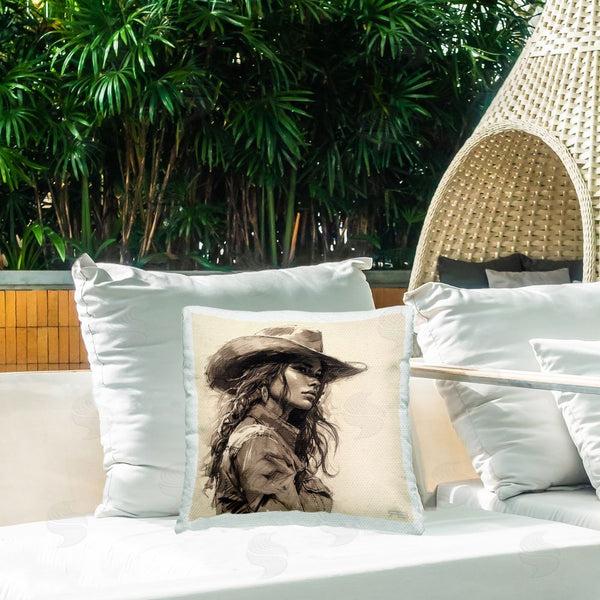 Stupell Industries RB | Stoic Cowgirl Looking Away Printed Throw Pillow