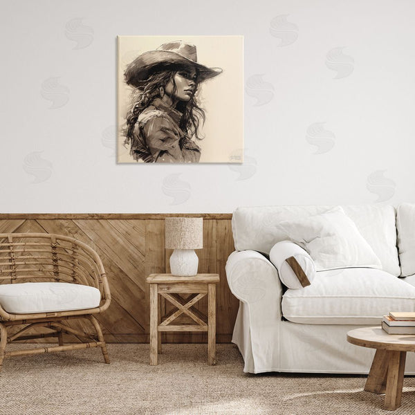 Stupell Industries RB | Stoic Cowgirl Looking Away Wall Art