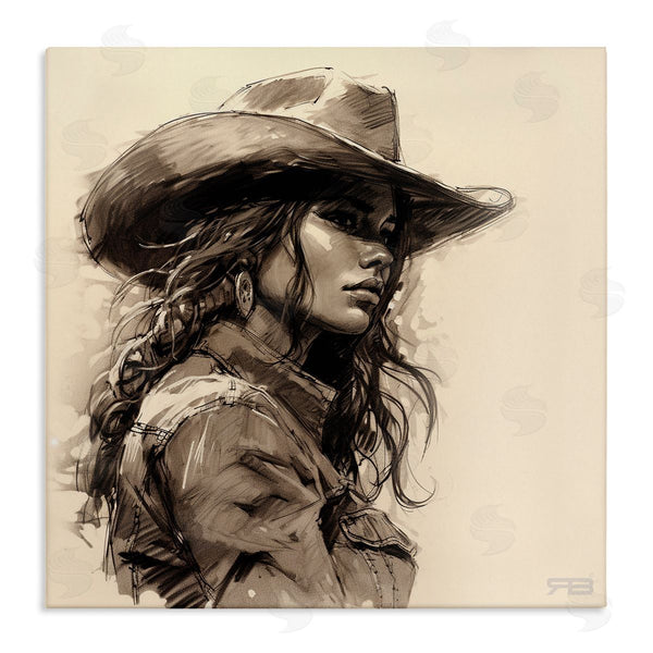 stupell industries RB | Stoic Cowgirl Looking Away Wall Art