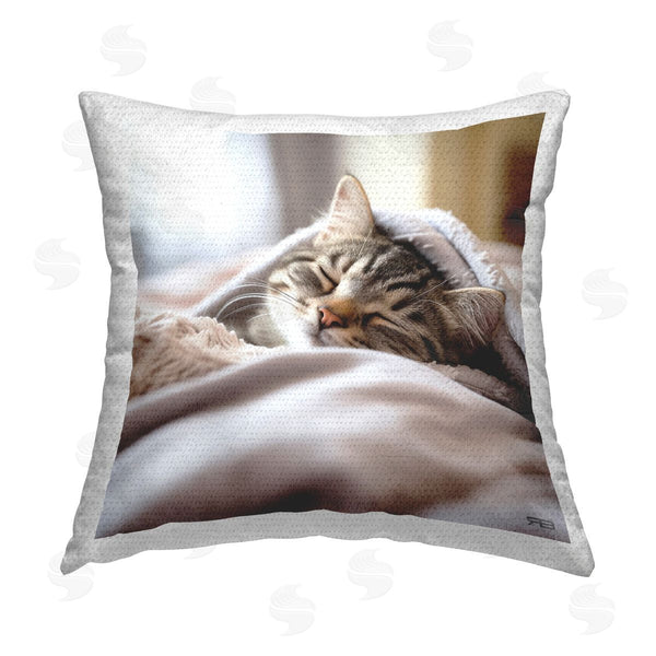 Stupell Industries RB | Striped Kitten Cuddling Printed Throw Pillow