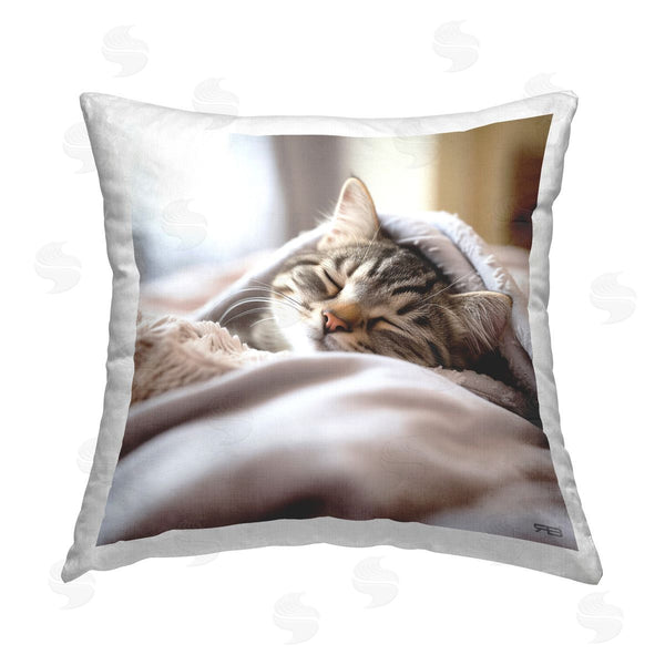 stupell industries RB | Striped Kitten Cuddling Printed Throw Pillow