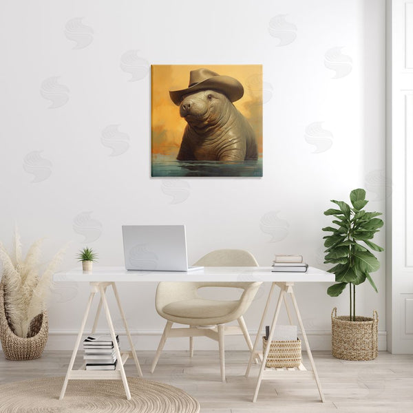 Stupell Industries RB | Swimming Manatee With Hat Wall Art