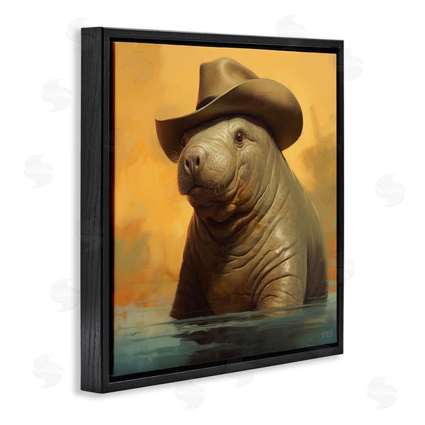 Stupell Industries RB | Swimming Manatee With Hat Wall Art