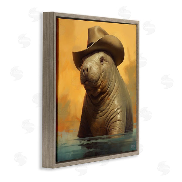 Stupell Industries RB | Swimming Manatee With Hat Wall Art