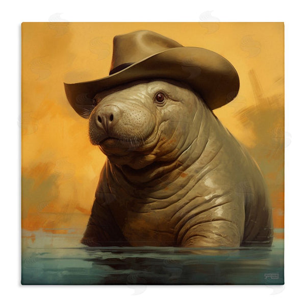stupell industries RB | Swimming Manatee with Hat Wall Art