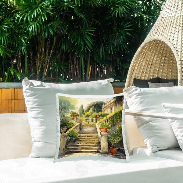 Stupell Industries RB | Villa Garden Architecture Printed Throw Pillow