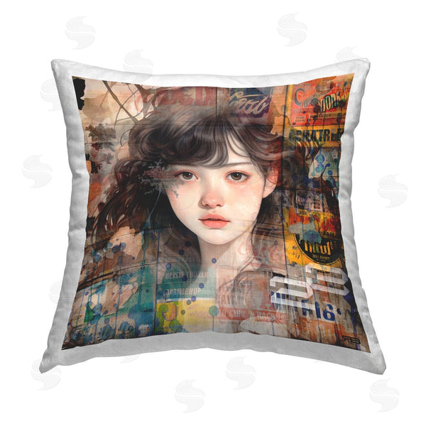 stupell industries RB | Vintage Urban Pattern Portrait Printed Throw Pillow