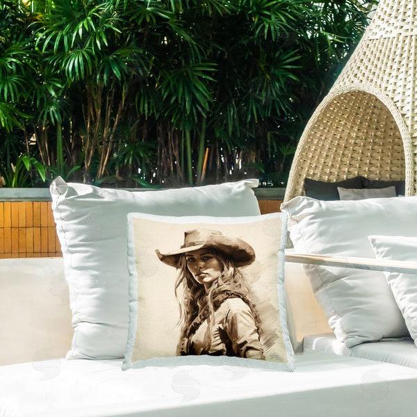 Stupell Industries RB | Western Cowgirl Gaze Printed Throw Pillow