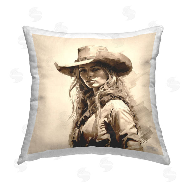 stupell industries RB | Western Cowgirl Gaze Printed Throw Pillow