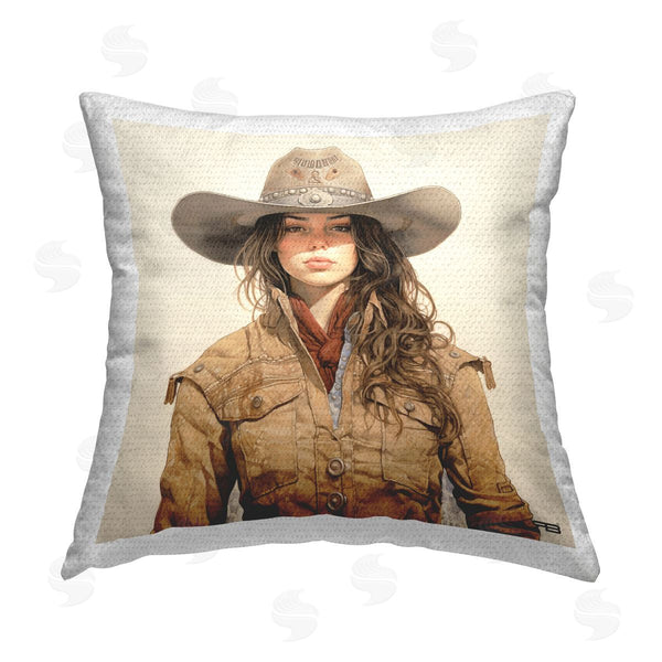 Stupell Industries RB | Western Cowgirl Portrait Printed Throw Pillow