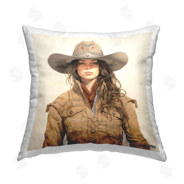 stupell industries RB | Western Cowgirl Portrait Printed Throw Pillow