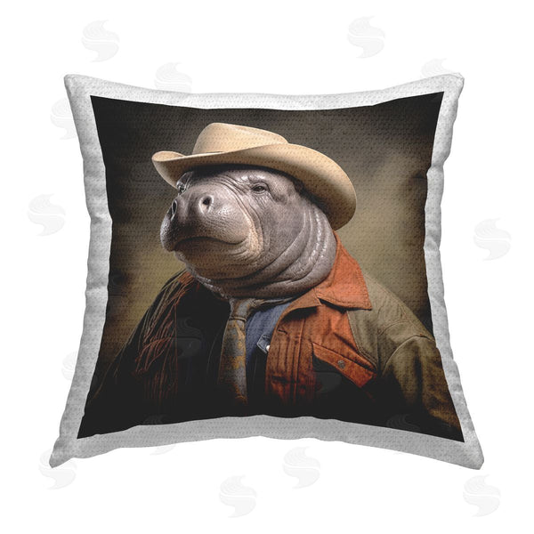 Stupell Industries RB | Western Manatee Portrait Printed Throw Pillow