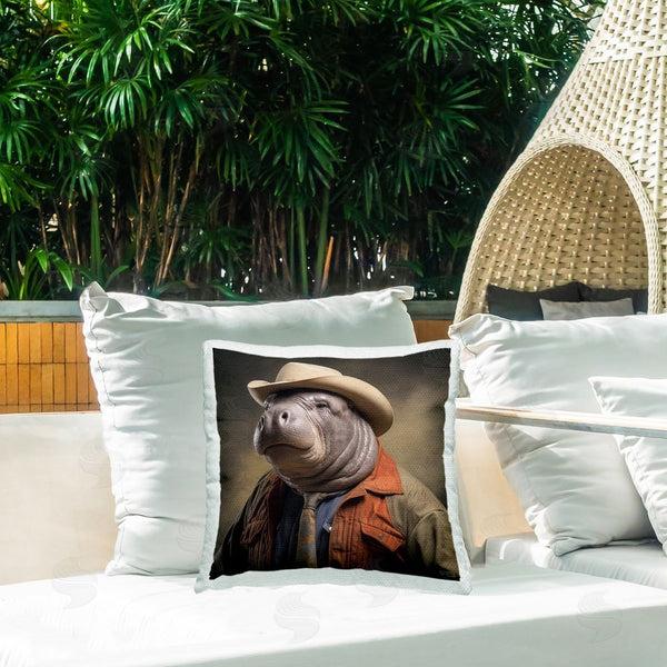 Stupell Industries RB | Western Manatee Portrait Printed Throw Pillow