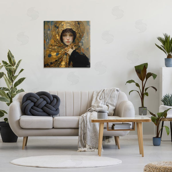 Stupell Industries RB | Woman In Patterned Gold Wall Art