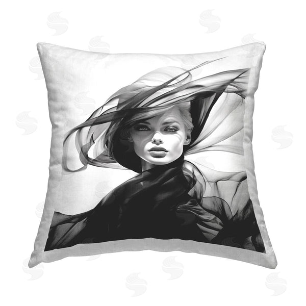 stupell industries RB | Woman with Chic Hat Printed Throw Pillow