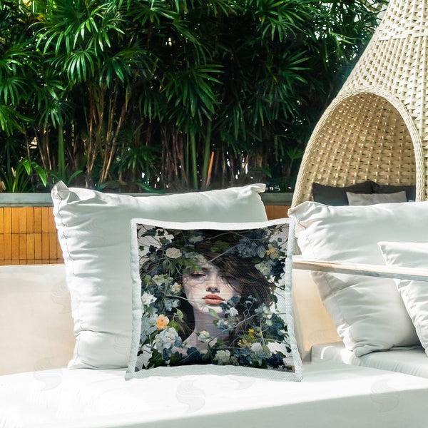 Stupell Industries RB | Woman With Floral Vines Printed Throw Pillow