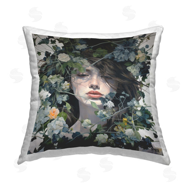 stupell industries RB | Woman with Floral Vines Printed Throw Pillow