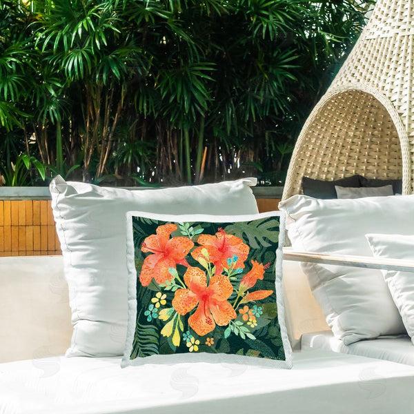 Stupell Industries Rebecca Canale | Tropical Hibiscus Bunches Printed Throw Pillow