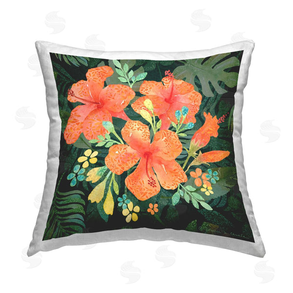 stupell industries Rebecca Canale | Tropical Hibiscus Bunches Printed Throw Pillow