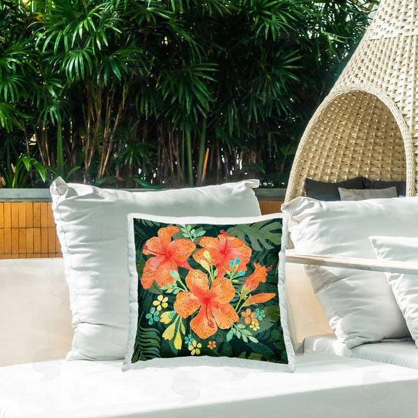 Stupell Industries Rebecca Canale | Tropical Hibiscus Florals Printed Throw Pillow
