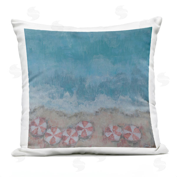 Stupell Industries Reesa Qualia | Abstract Ocean Shore Beach Umbrella Coast Printed Throw Pillow