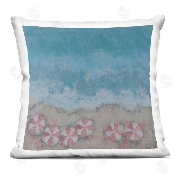 stupell industries Reesa Qualia | Abstract Ocean Shore Beach Umbrella Coast Printed Throw Pillow