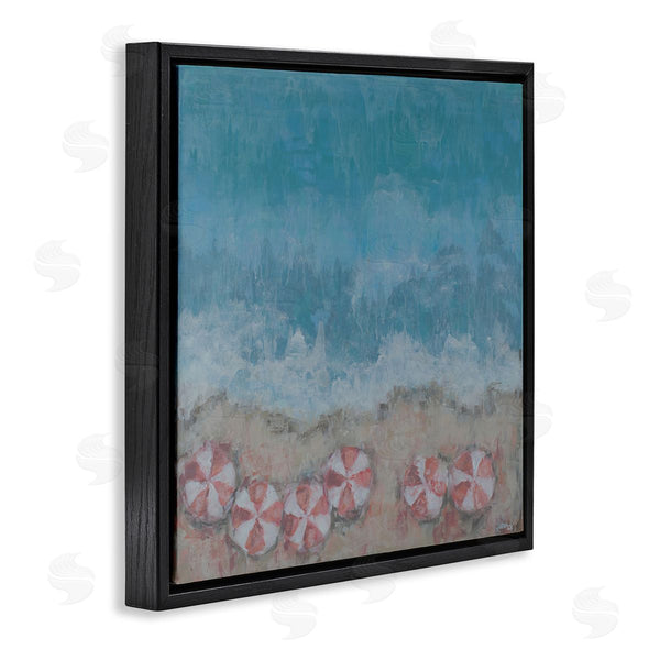 Stupell Industries Reesa Qualia | Abstract Ocean Shore Painting Beach Umbrella Coast Wall Art