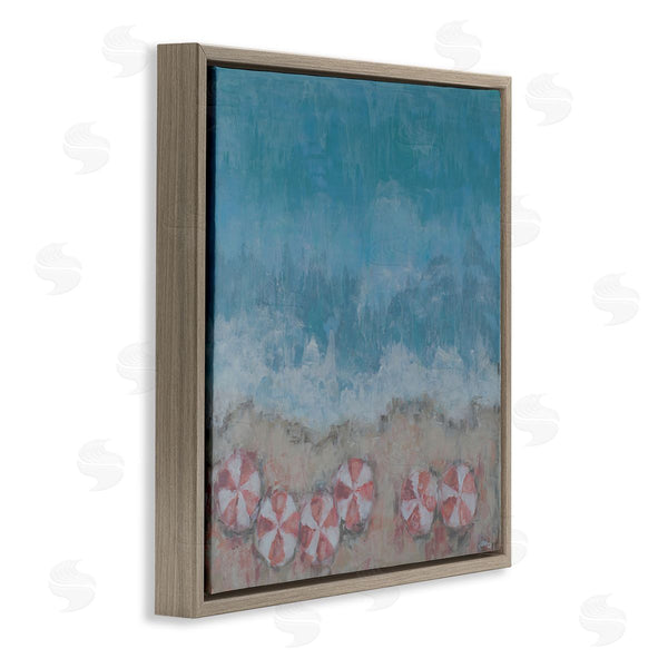 Stupell Industries Reesa Qualia | Abstract Ocean Shore Painting Beach Umbrella Coast Wall Art