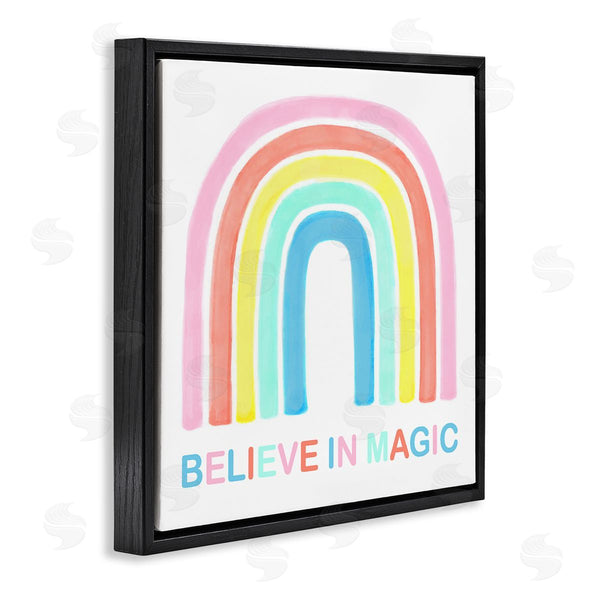 Stupell Industries Reesa Qualia | Believe In Magic Phrase Children's Vibrant Pastel Rainbow Wall Art