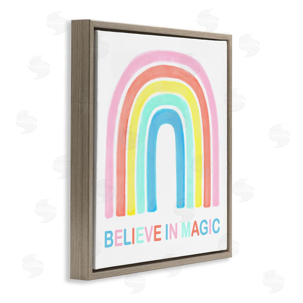 Stupell Industries Reesa Qualia | Believe In Magic Phrase Children's Vibrant Pastel Rainbow Wall Art