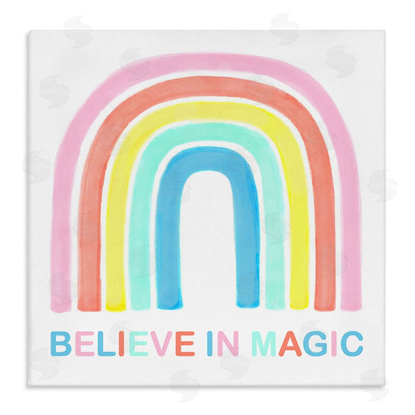 stupell industries Reesa Qualia | Believe In Magic Phrase Children's Vibrant Pastel Rainbow Wall Art
