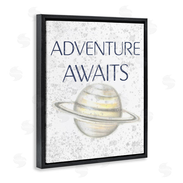 Stupell Industries Reesa Qualia | Children's Adventure Awaits Phrase Saturn Ringed Planet Wall Art