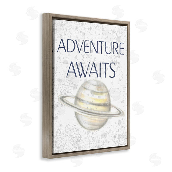 Stupell Industries Reesa Qualia | Children's Adventure Awaits Phrase Saturn Ringed Planet Wall Art