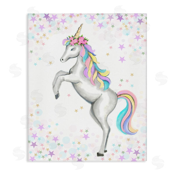 stupell industries Reesa Qualia | Children's Dancing Unicorn Rainbow Star Border Wall Art