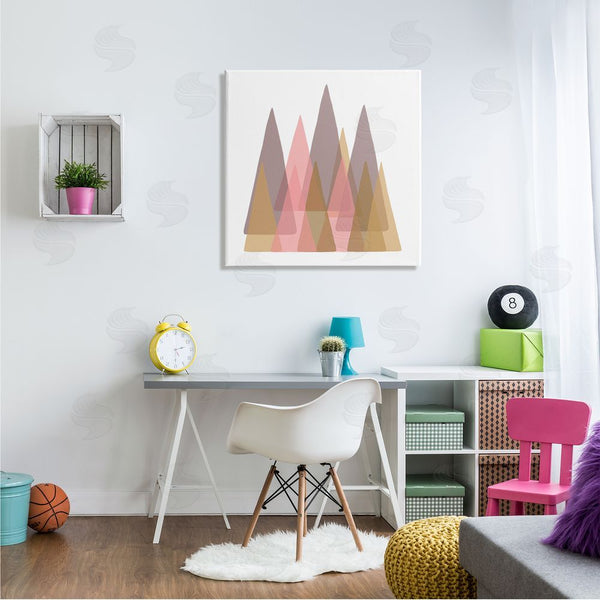 Stupell Industries Reesa Qualia | Kids' Abstract Geometric Forest Pink Brown Trees Wall Art